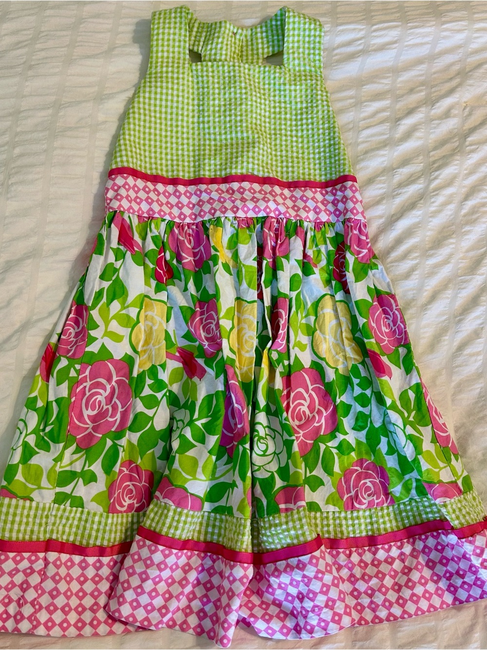 Bonnie Jean Green, Pink & Yellow Floral Cotton Sundress